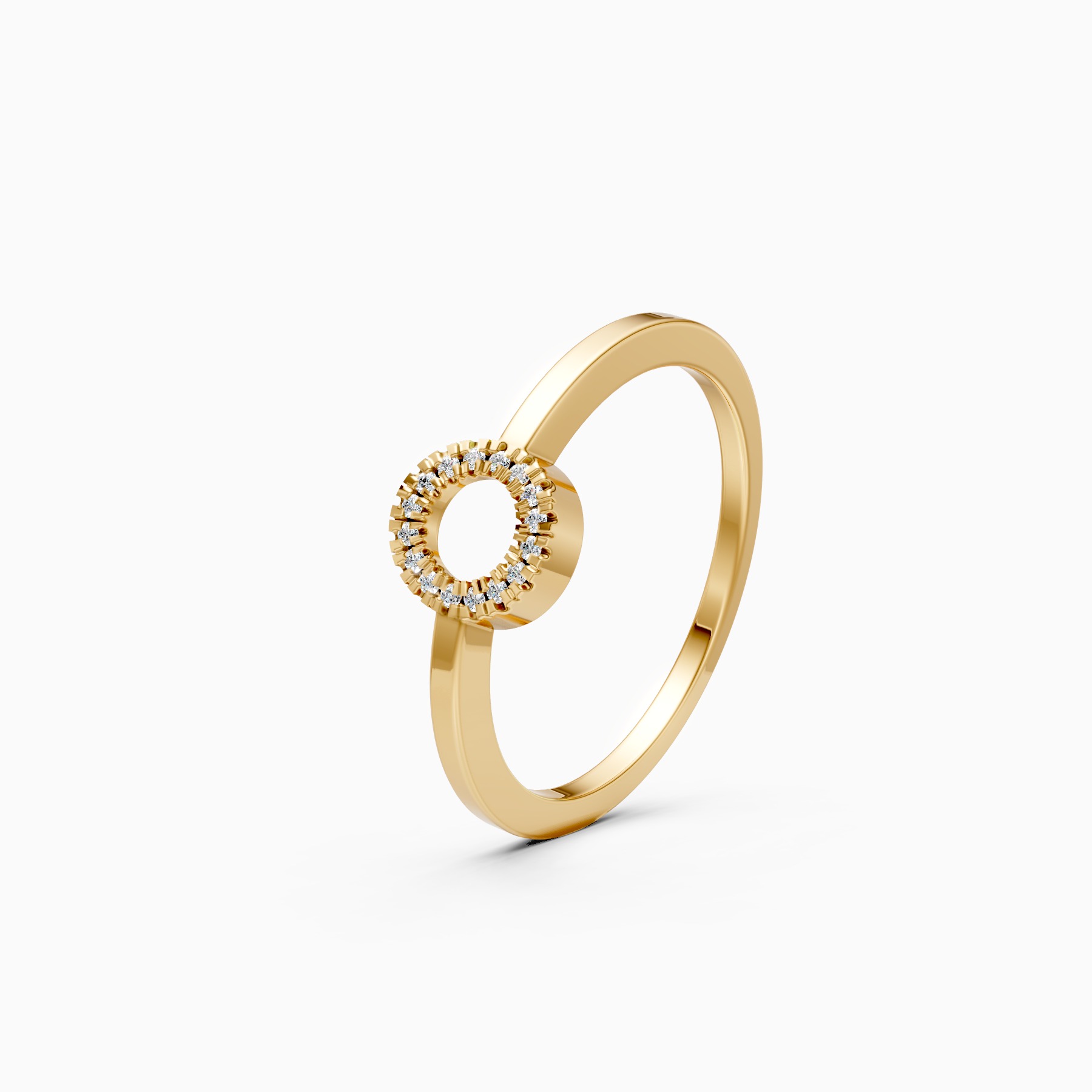Unique Open Circle Round Diamond Ring